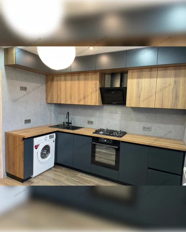 Modern kitchen with wooden accents