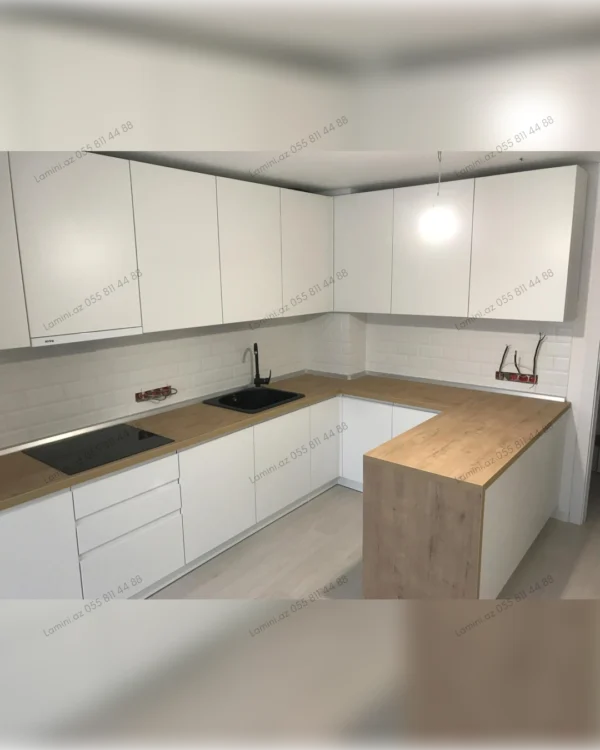 Modern kitchen with white cabinets
