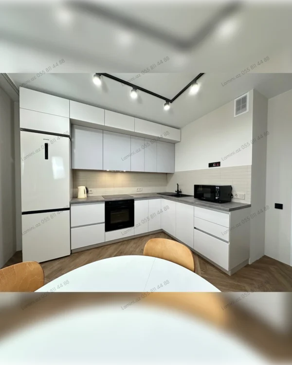 Modern kitchen with white cabinets